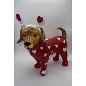 ❤️ BRAND NEW 2023 Blue Sky Clayworks Heart Ears Dog Figurine in Red Pajamas ❤️
